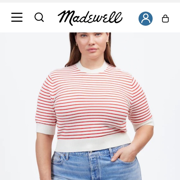Madewell Tops - Madewell Cream and Red Striped Knit Top